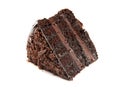 Piece of delicious chocolate cake on white background Royalty Free Stock Photo