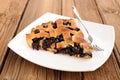 Piece of delicious homemade lattice pie with whole wild blueberries Royalty Free Stock Photo