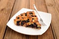 Piece of delicious homemade lattice pie with whole wild blueberries Royalty Free Stock Photo