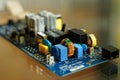 Piece of electronic equipment - various electronic components mounted on PCB - printed circuit board. Royalty Free Stock Photo