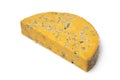 Piece of English Shropshire Blue cheese on white background Royalty Free Stock Photo