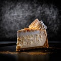 A piece of fragrant cream cake on the table close-up