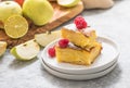 Piece of fresh baked homemade layered apple pie Royalty Free Stock Photo