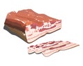 A piece of fresh meat. Meat product on a white background. Vector illustration of meal. Cartoon food.