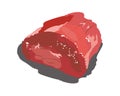 A piece of fresh meat. Meat product on a white background. Vector illustration of meal. Cartoon food.