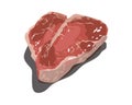 A piece of fresh meat. Meat product on a white background. Vector illustration of meal. Cartoon food.