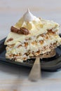 Piece of fresh meringue cake. Royalty Free Stock Photo
