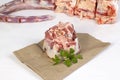 Piece of fresh raw oxtail beef meat on paper Royalty Free Stock Photo