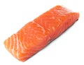 Piece of fresh raw salmon isolated on white Royalty Free Stock Photo