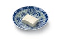 Piece of fresh silk tofu in a Japanese bowl Royalty Free Stock Photo