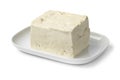 Piece of fresh silk tofu in a white bowl Royalty Free Stock Photo