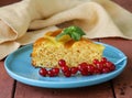 Piece of fruit cake pie decorations currant Royalty Free Stock Photo