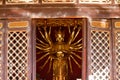 A piece of furniture with a statue inside in the Yantong Temple, a large Buddhist complex in Kunming. Yunnan, China