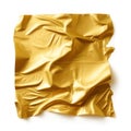 Piece of gold foil isolated on white created with Generative AI. Shiny blank object.