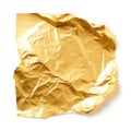 Piece of gold foil isolated on white created with Generative AI. Shiny blank object.
