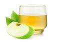 Piece of green apple and glass of juice isolated on white background Royalty Free Stock Photo