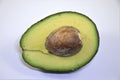 A Piece of half-sliced avocado fruit with large pit