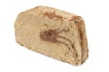 A piece of halva on a white background.