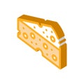 Piece of hard cheese isometric icon vector illustration Royalty Free Stock Photo