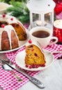 Piece of holiday bundt cake Royalty Free Stock Photo