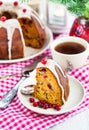 Piece of holiday bundt cake Royalty Free Stock Photo