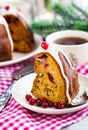 Piece of holiday bundt cake Royalty Free Stock Photo