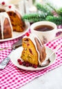 Piece of holiday bundt cake Royalty Free Stock Photo