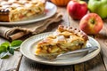 Piece of homemade apple pie in rustic setting Royalty Free Stock Photo