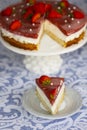 Piece of homemade holiday strawberry cake