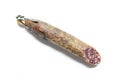 Piece of Iberian Salami Sausage Salchichon Iberico on white background