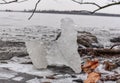 Piece of ice found on the shore of a river