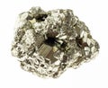 piece of iron pyrite (sulfur pyrite) rock on white