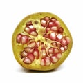 a piece of Juicy pomegranate fruit isolated on white background.