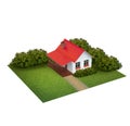 A piece of land with lawn with house and bushes