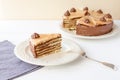 Piece of layered cake (Dobosh Hungarian cake) Royalty Free Stock Photo
