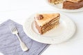 Piece of layered cake (Dobosh Hungarian cake) Royalty Free Stock Photo