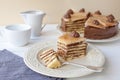 Piece of layered cake (Dobosh Hungarian cake) Royalty Free Stock Photo
