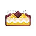 Piece of layered delicious lemon cake with chocolate vector Illustration on a white background Royalty Free Stock Photo