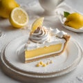 Piece of lemon Cream pie cheese cake with whipped cream