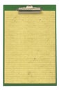 Piece of lined paper stuck to a clipboard Royalty Free Stock Photo