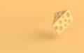 A piece of maasdam cheese on yellow background 3d rendering
