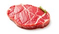 Piece of meat with a green herb on top Royalty Free Stock Photo