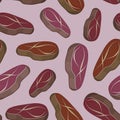 Piece of meat pattern. Steaks seamless background. Cuts o