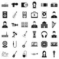 Piece of music icons set, simple style Royalty Free Stock Photo