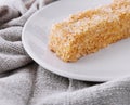 Piece of napoleon cake on a plate Royalty Free Stock Photo