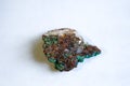 Piece of natural azurite with malachite with white background. Royalty Free Stock Photo