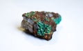 Piece of natural azurite with malachite with white background. Royalty Free Stock Photo