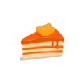 Piece orange cake isolated vector illustration