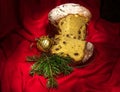 Piece of panettone, traditional cake for Christmas and New Year.