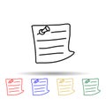 piece of paper with a pin sketch multi color style icon. Simple thin line, outline vector of education icons for ui and ux, Royalty Free Stock Photo